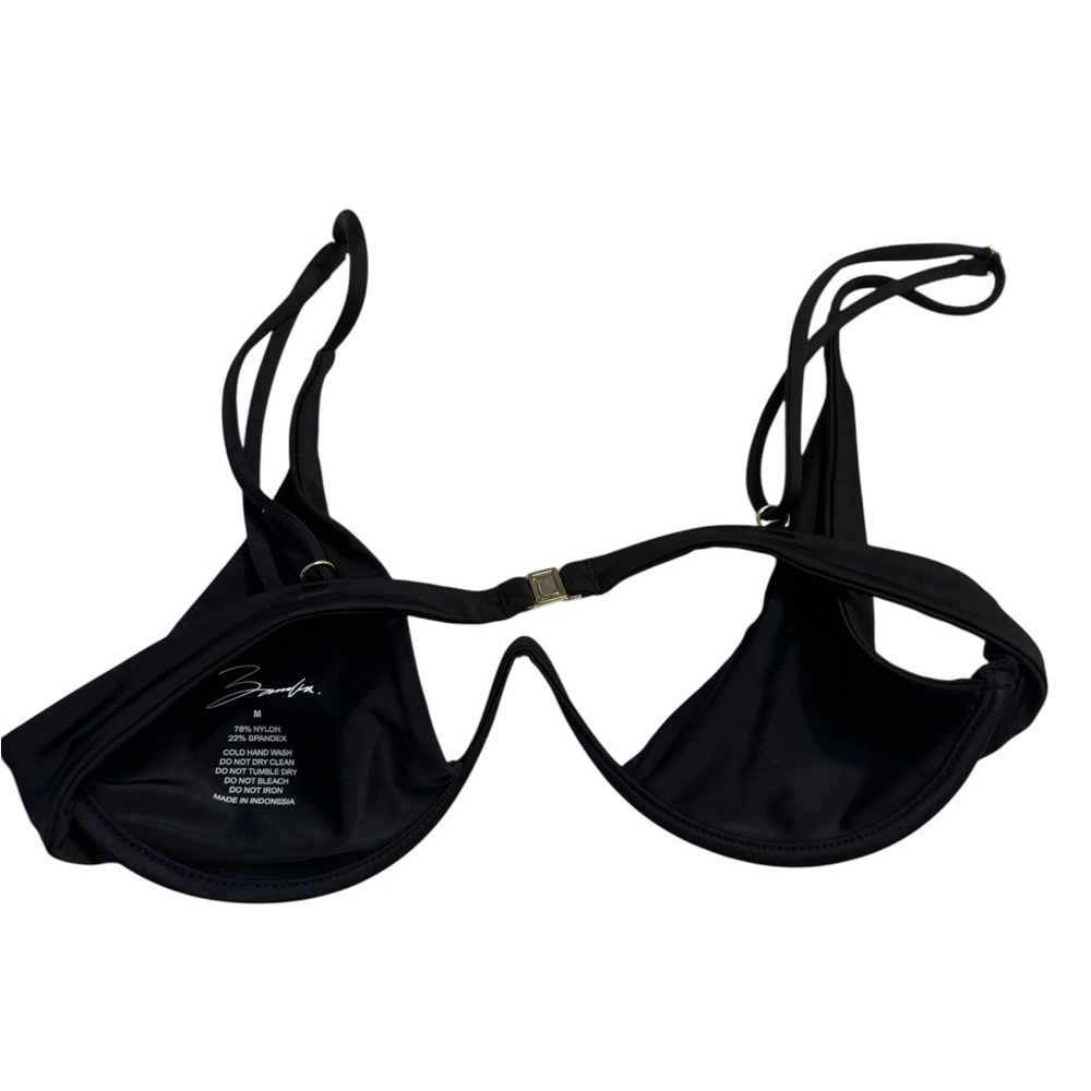 Bamba Bikini Top Med Vino Black V-Shape Underwire Adjustable Straps Bodycon FLAW - Picture 8 of 14